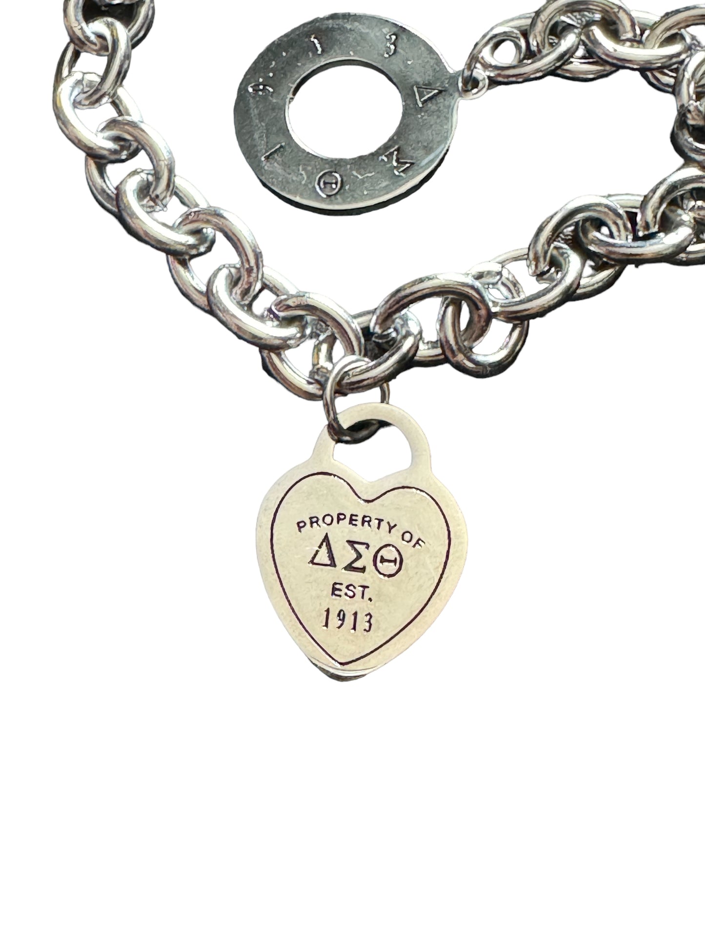 Delta Sigma Theta Stainless Steel Heart Toggle Necklace