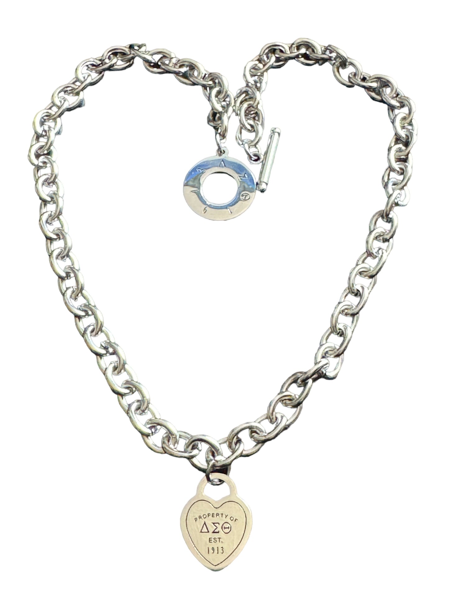 Delta Sigma Theta Stainless Steel Heart Toggle Necklace