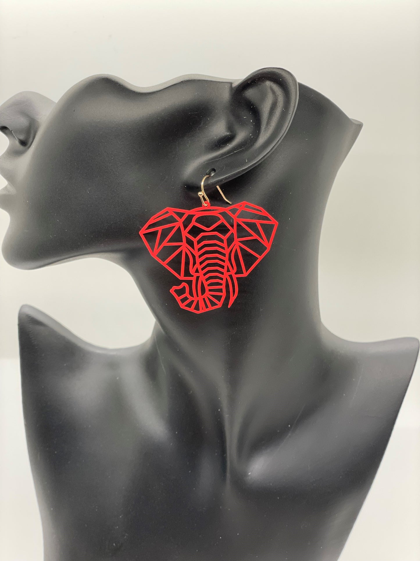 Crimson Laser Elephant Earrings