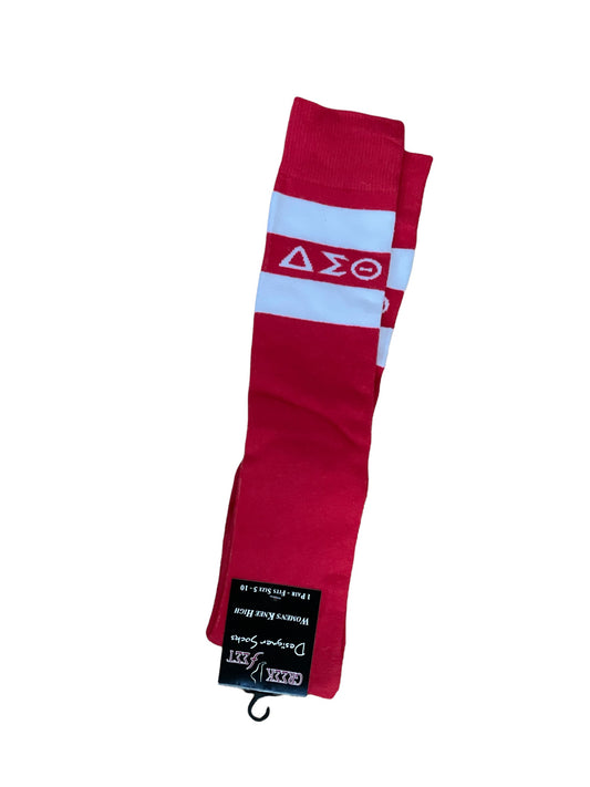 Red & White DST Knee Socks