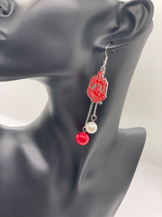 DST Shield & Pearl Drop Earrings