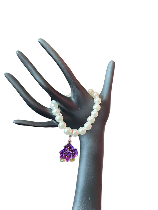 African Violet Charm Pearl Bracelet